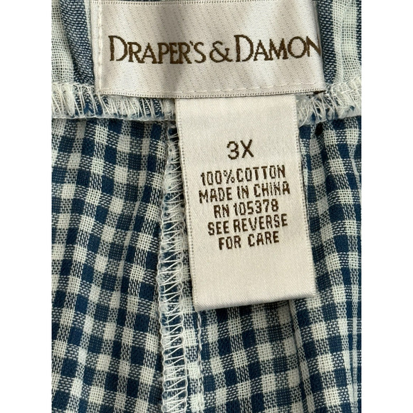 Draper's & Damon's Capri Cotton Elastic/Tie Waist Pull-on Pants Blue/White Sz 3X - Picture 5 of 13